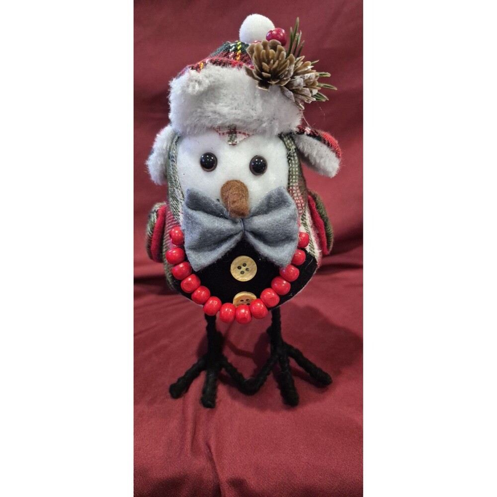 2021 Walmart Christmas Holiday Time Fabric Bird  Earmuff Hat Beads EUC Decor